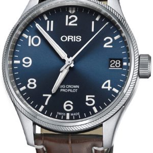 Oris Herrklocka 01 751 7697 4065-07 1 20 72FC Aviation Blå/Läder