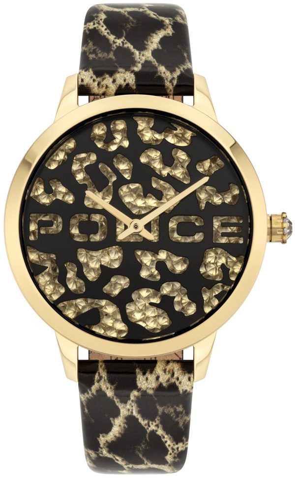 police damklocka pl16028msg.02 bagan flerfärgad/läder ø36 mm
