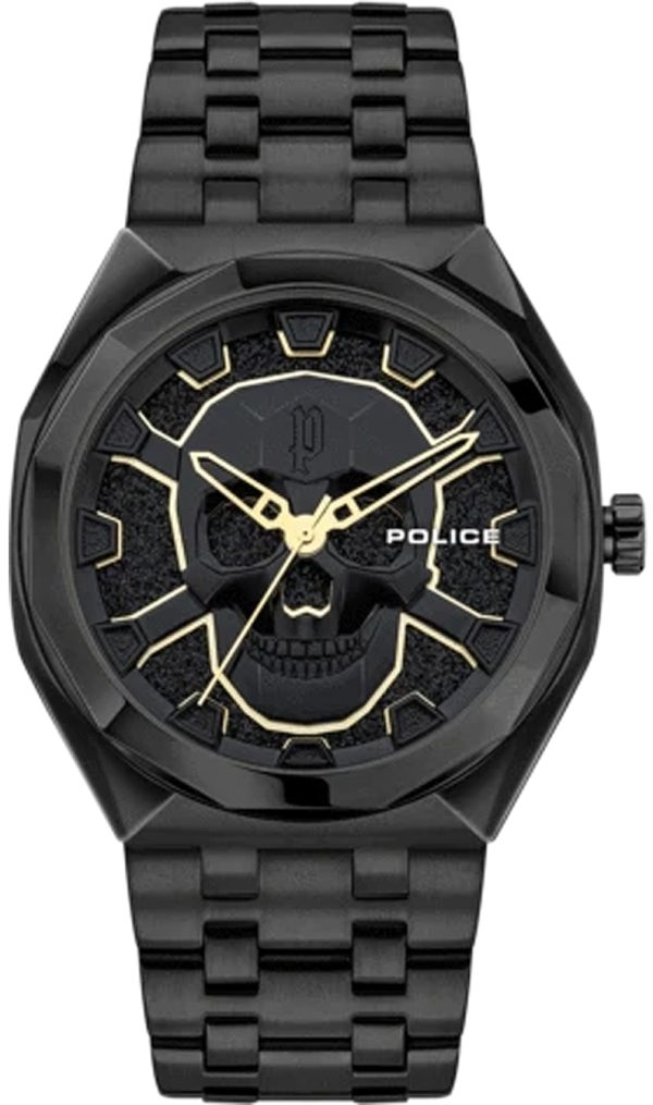 police herrklocka pewjg2110701 kediri svart/stål ø48 mm