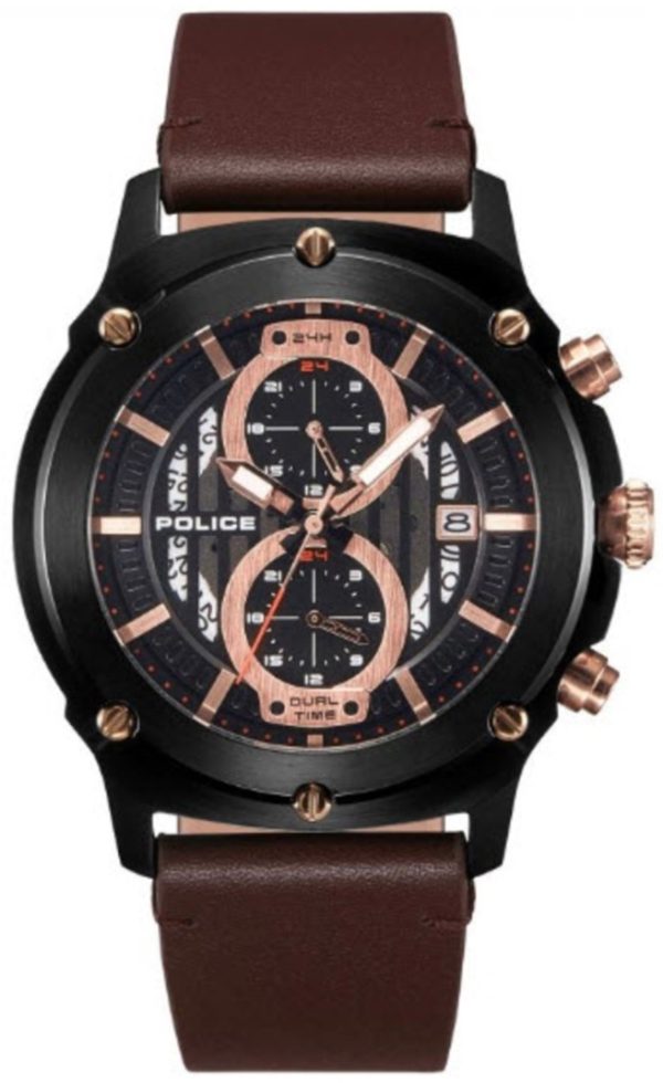 police herrklocka r1451324001 svart/läder ø46 mm