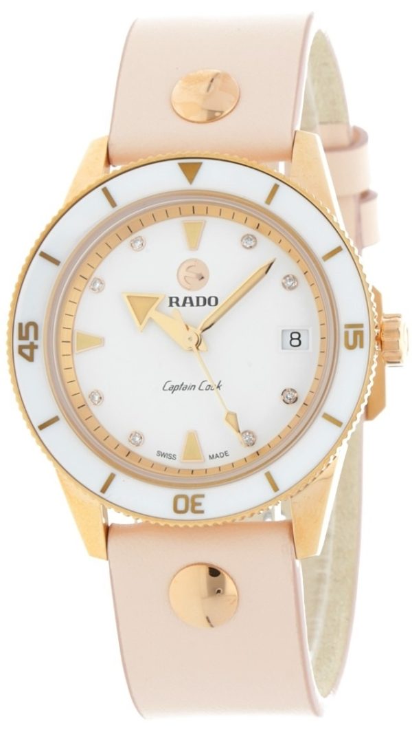 rado damklocka r32139708 captain cook vit/läder ø37 mm