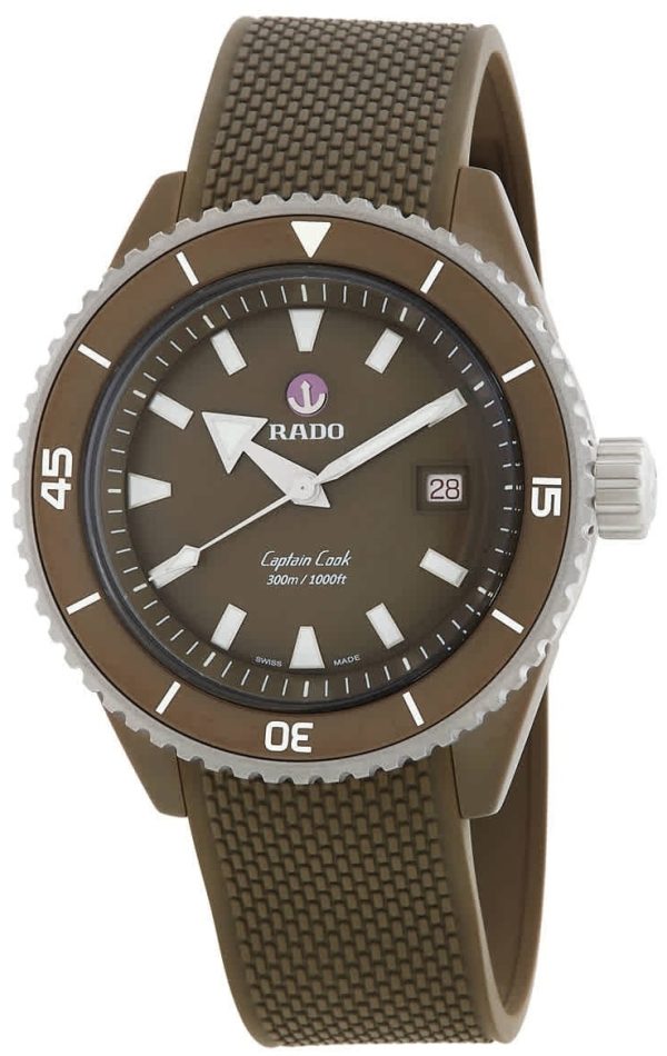 rado herrklocka r32130318 captain cook grön/gummi ø43 mm