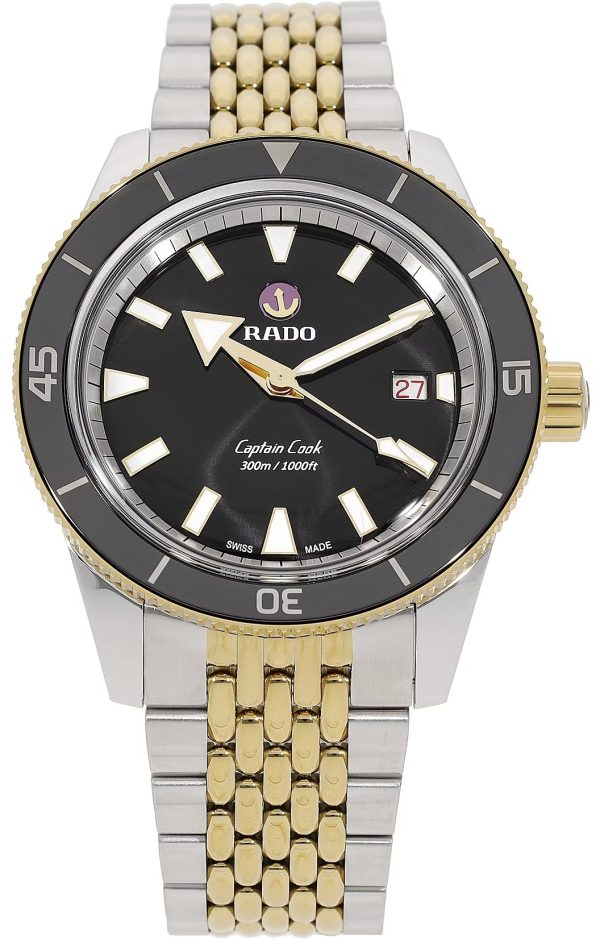 rado herrklocka r32138153 captain cook svart/gulguldtonat stål ø42