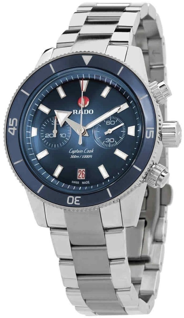 rado herrklocka r32145208 captain cook blå/stål ø43 mm
