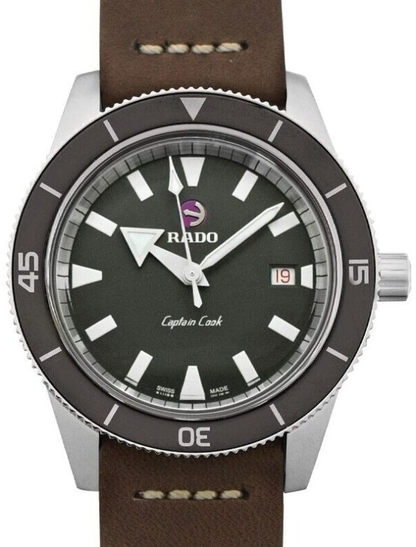 rado herrklocka r32505019 captain cook grå/läder ø42 mm
