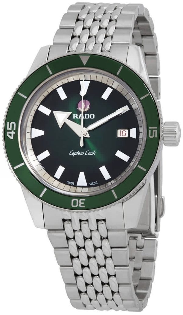 rado herrklocka r32505318 captain cook grön/stål ø42 mm