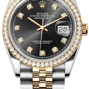 Rolex Herrklocka 126283RBR-0007 Datejust 36 Svart/Stål Ø36 mm