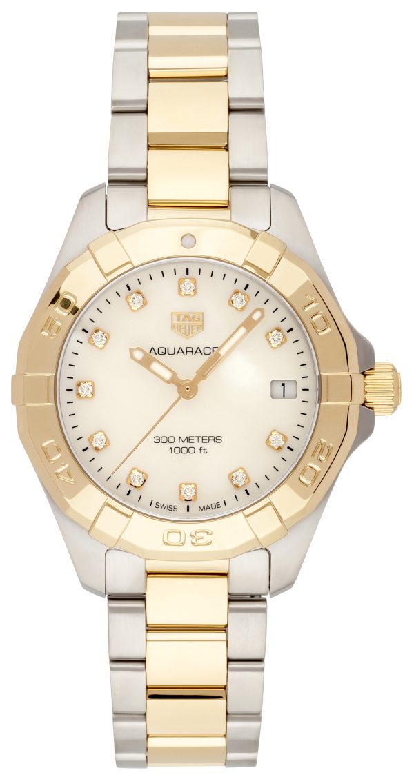 tag heuer damklocka wbd1322.bb0320 aquaracer lady vit/18 karat gult