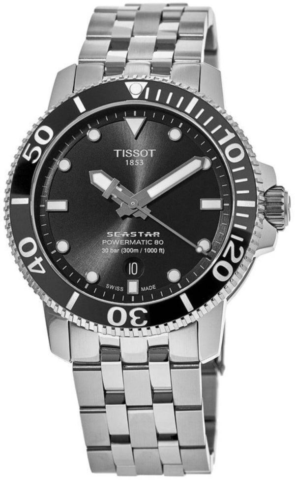 tissot herrklocka t120.407.11.051.00 seastar 1000 svart/stål ø43 mm