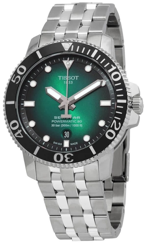 tissot herrklocka t120.407.11.091.01 seastar grön/stål ø43 mm