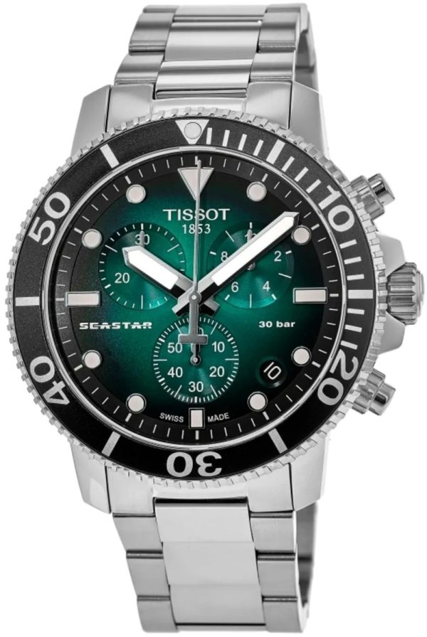 tissot herrklocka t120.417.11.091.01 seastar grön/stål ø45.5 mm