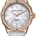 ulysse nardin damklocka 8162-182b-10 diver vit/läder ø39 mm