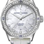 ulysse nardin damklocka 8163-182b-10 diver vit/läder ø39 mm
