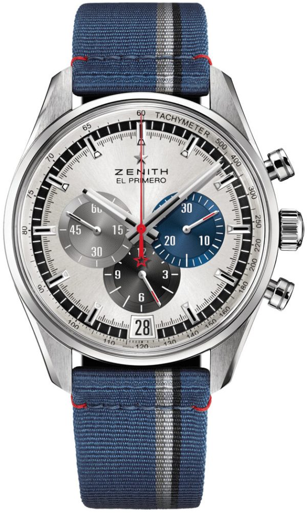 zenith herrklocka 03.2040.400-69.c802 el primero silverfärgad/textil