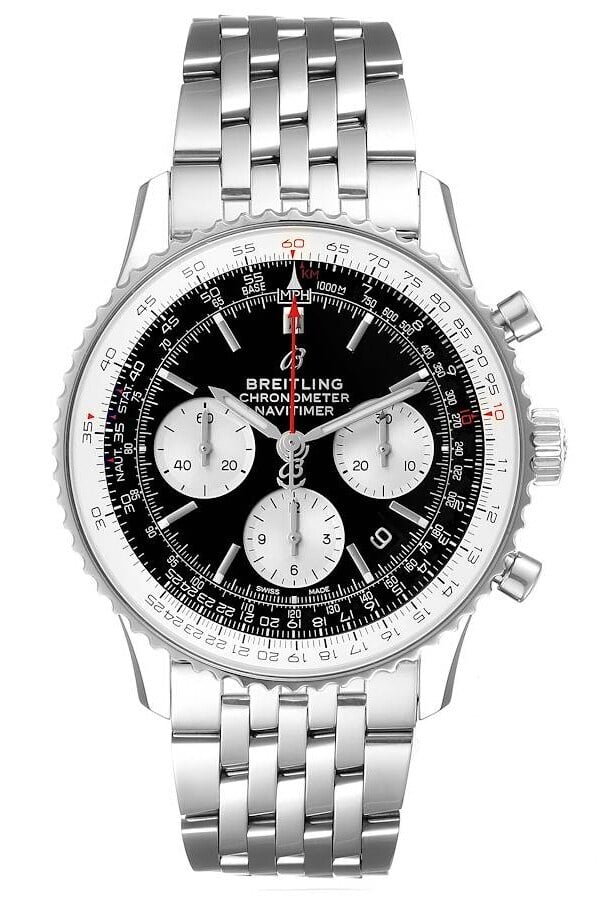 breitling herrklocka ab0121211b1a1 navitimer 01 svart/stål ø43 mm