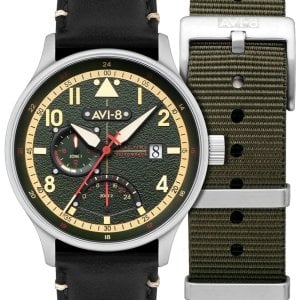 AVI-8 Herrklocka AV-4101-0A Hawker Hurricane Grön/Läder Ø44 mm