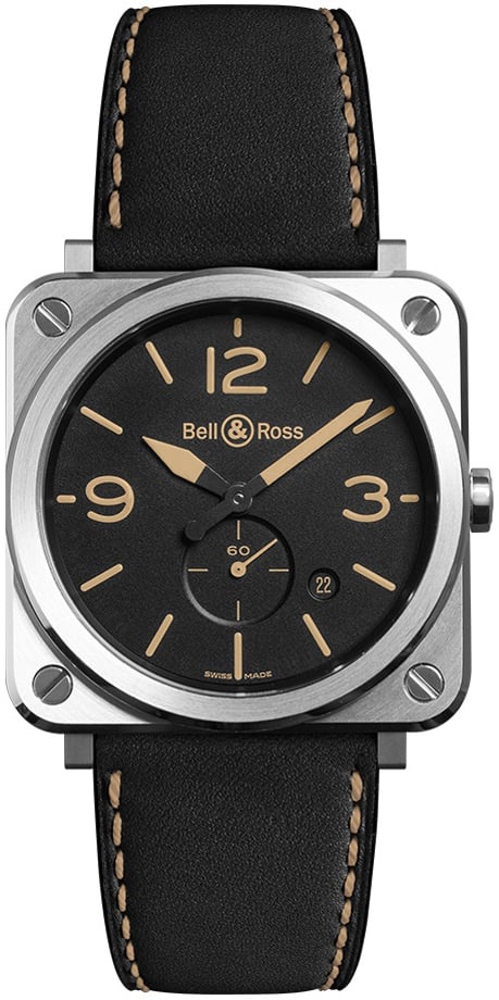 Bell & Ross BRS-HERI-ST/SCA Br S Quartz Svart/Läder