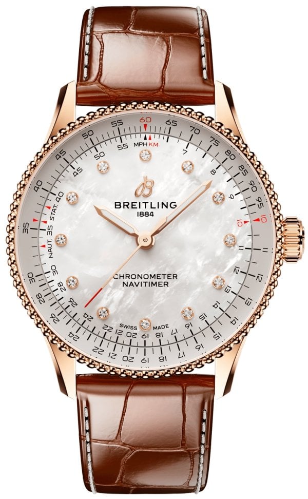 Breitling Herrklocka R17327211A1P1 Navitimer Automatic 36 Vit/Läder