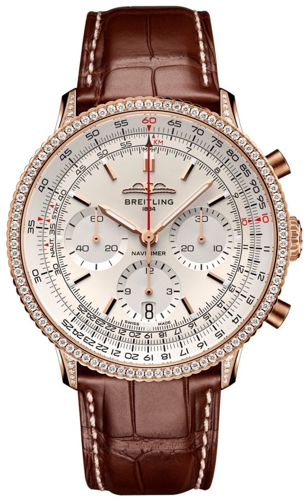Breitling RB0139631G1P1 Navitimer Vit/Läder Ø41 mm