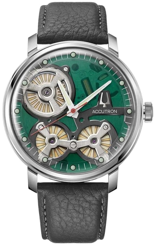Bulova Herrklocka 2ES6A005 Accutron Spaceview 2020 Grön/Läder Ø44