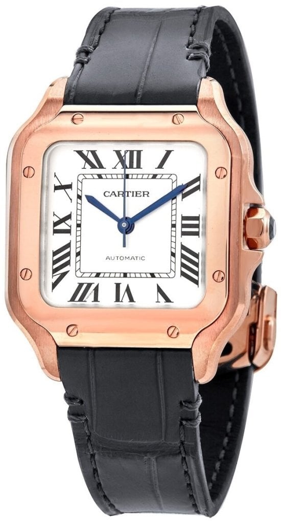 Cartier Herrklocka WGSA0028 Santos De Silverfärgad/Läder