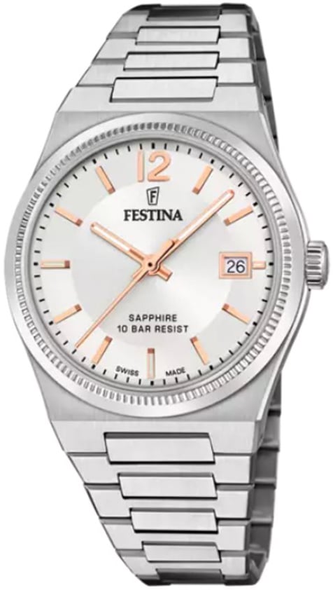 Festina Damklocka F20035-2 Swiss Made Silverfärgad/Stål Ø35 mm
