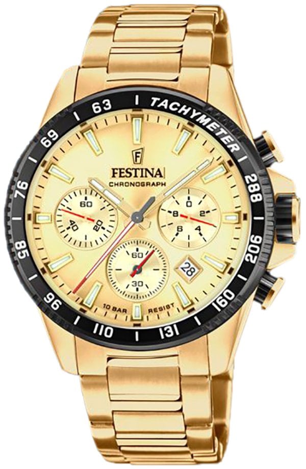 Festina Herrklocka F20634-6 Timeless Guld/Gulguldtonat stål Ø43.5 mm