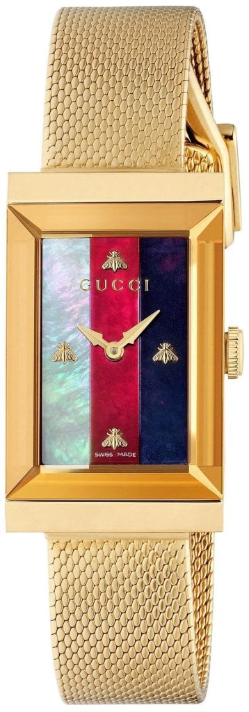 Gucci Damklocka YA147410 G-Frame Flerfärgad/Gulguldtonat stål