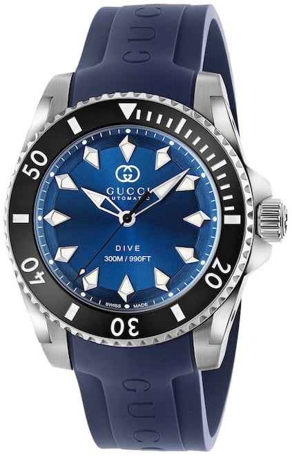 Gucci Herrklocka YA136359 Dive Blå/Gummi Ø40 mm