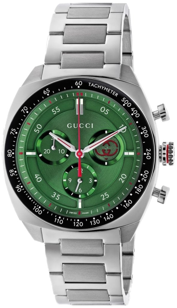Gucci Herrklocka YA142318 Interlocking Grön/Stål Ø41 mm