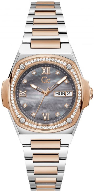 Guess Damklocka Y98001L5MF Coussin Svart/Roséguldstonat stål