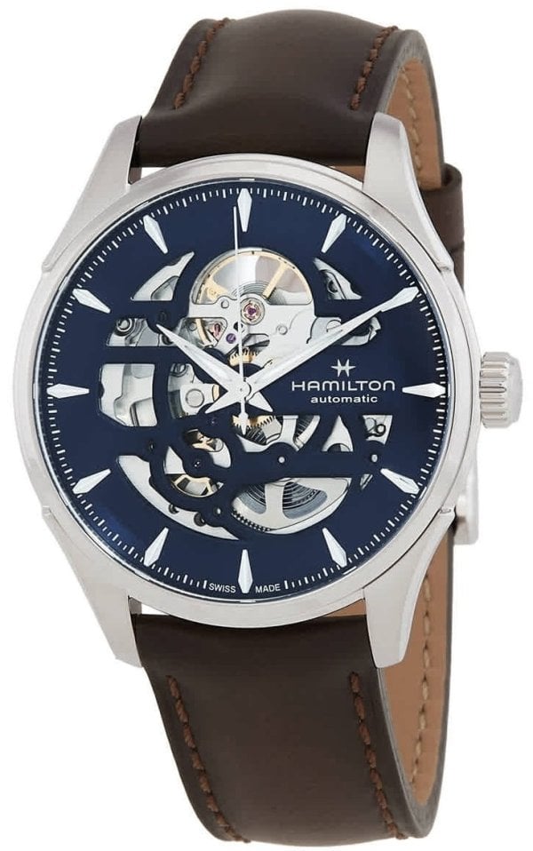 Hamilton Herrklocka H42535541 Jazzmaster Skeleton Blå/Läder Ø40 mm