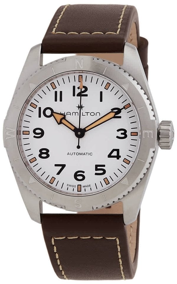 Hamilton Herrklocka H70225510 Khaki Field Vit/Läder Ø37 mm