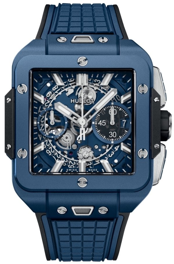 Hublot Herrklocka 821.EX.5170.RX Square Bang Unico Blå/Gummi Ø42 mm