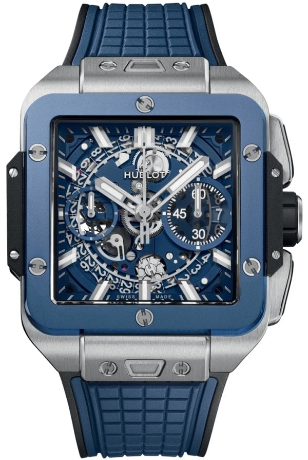 Hublot Herrklocka 821.NL.5170.RX Square Bang Unico Blå/Gummi Ø42 mm
