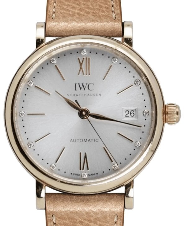 IWC Damklocka IW458606 Portofino Silverfärgad/Läder Ø37 mm