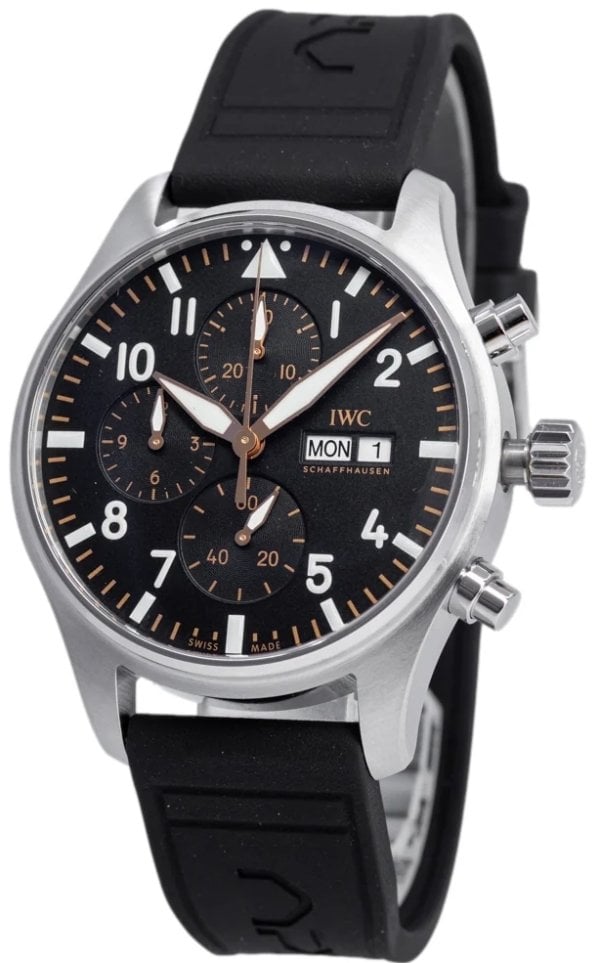 IWC Herrklocka IW378009 Pilots Svart/Gummi Ø43 mm