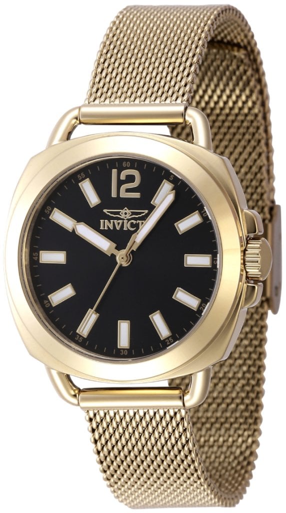 Invicta Damklocka 47324 Wildflower Svart/Gulguldtonat stål Ø32 mm