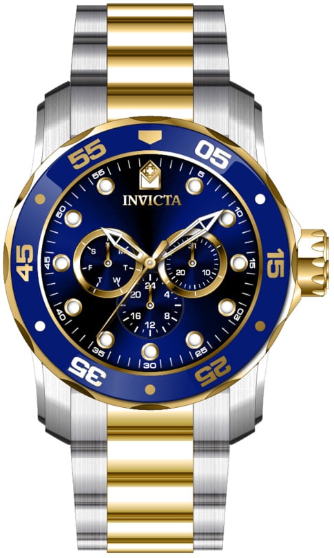 Invicta Herrklocka 45724 Pro Diver Blå/Gulguldtonat stål Ø48 mm