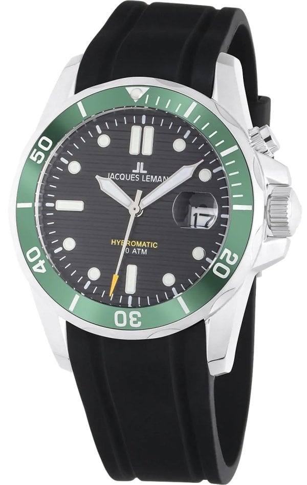 Jacques Lemans Herrklocka 1-2170E Hybromatic Svart/Gummi Ø41 mm