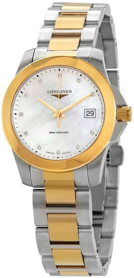Longines Damklocka L3.377.3.87.7 Conquest Ladies Vit/Gulguldtonat