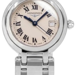 Longines Damklocka L8.126.4.87.2 Primaluna Vit/Läder Ø34 mm