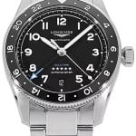 longines herrklocka l3.802.4.53.6 spirit zulu time svart/stål ø39 mm