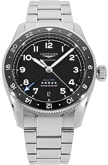 Longines Herrklocka L3.802.4.53.6 Spirit Zulu Time Svart/Stål Ø39 mm