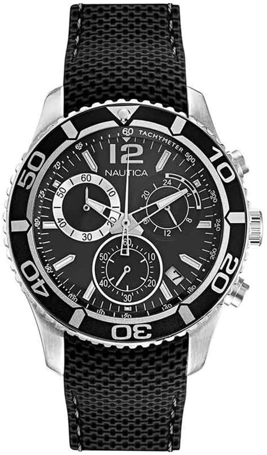Nautica Herrklocka NAPLECR12 Long Beach Svart/Gummi Ø44 mm