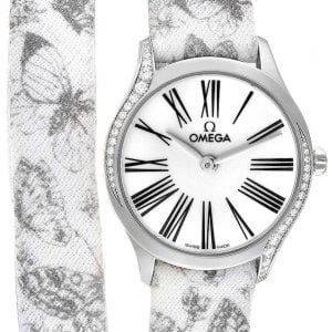 Omega Damklocka 428.17.26.60.04.002 De Ville Mini Tresor Vit/Läder