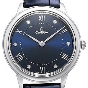Omega Damklocka 434.13.30.60.53.001 De Ville Prestige Blå/Läder