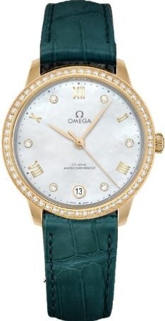 Omega Damklocka 434.58.34.20.55.002 De Ville Prestige Vit/Läder Ø34
