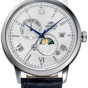 Orient Herrklocka RA-AK0802S30B Bambino Silverfärgad/Läder Ø40.5 mm