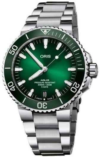 Oris Herrklocka 01 400 7763 4157-07 8 24 09PEB Aquis Grön/Stål
